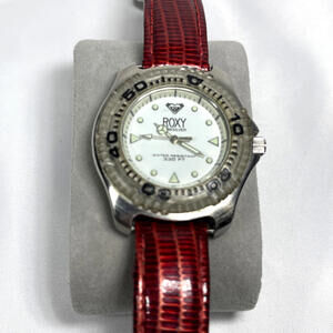 ROXY Quicksilver Ladies Watch #RX220 Rotate Bezel Red Band NEW Battery